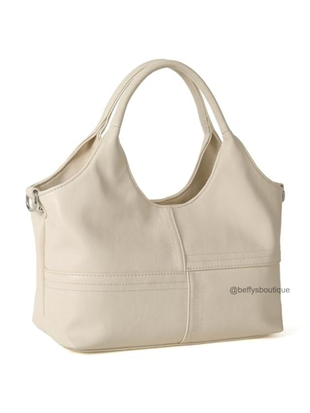 Vegan Leather Tote with Detachable Satchel Strap Two-Handle Hobo Bag
